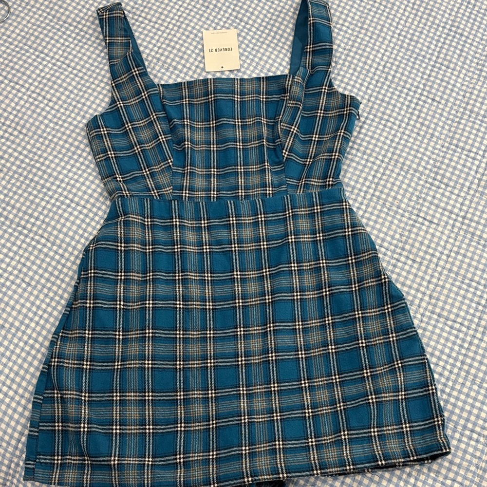 Forever 21 Teal Plaid Sleeveless jumpsuit ( Brand new!)